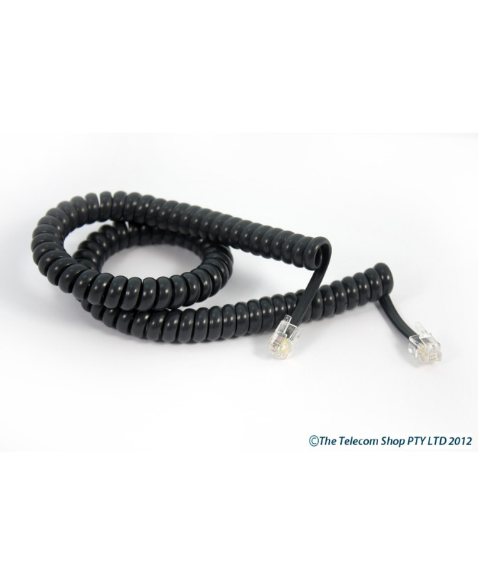 Commander   Curly Telephone Cord Extended Life Short Tail 3M - Charcoal - Price $3