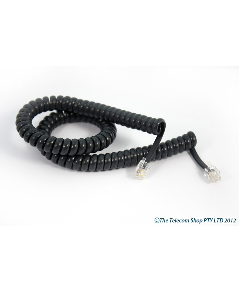 Buy Mitel Curly Telephone Cord Extended Life Short Tail 3M - Charcoal - Price $3