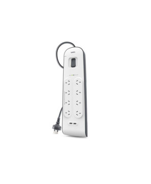 Belkin BSV804AU2M 8 Outlet Surge Protector with 2m Cord and 2 USB Ports