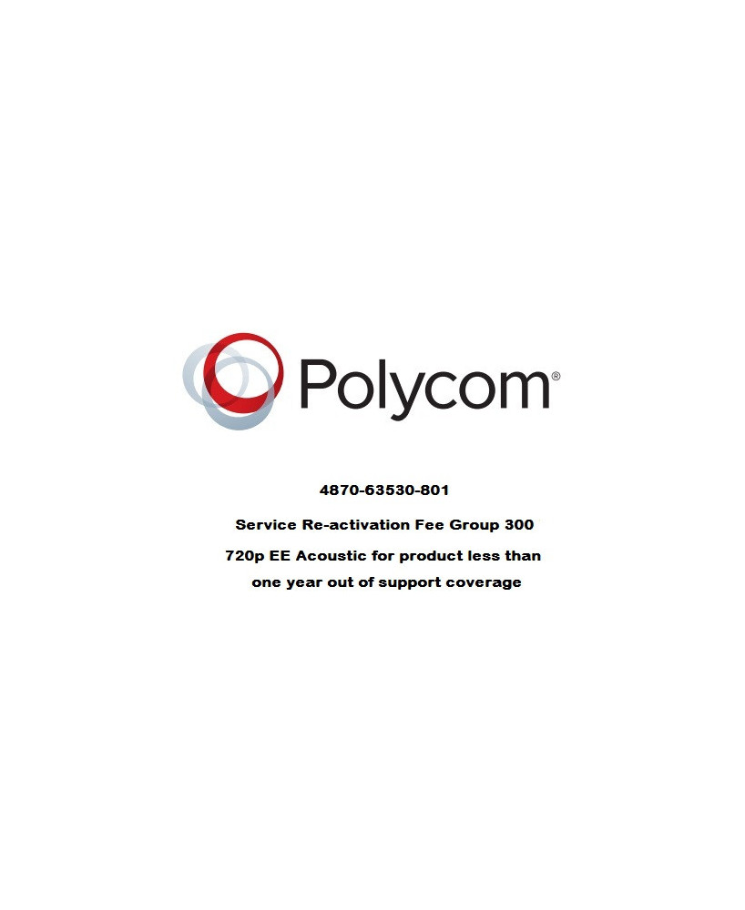 Polycom Service Reactivation Fee 4870-63530-801 for Group 300 720p EE Acoustic