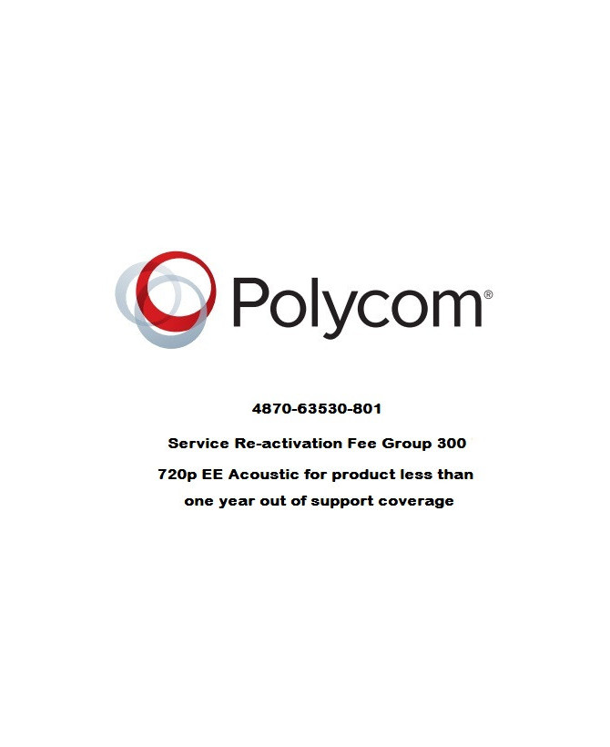 Polycom Service Reactivation Fee 4870-63530-801 for Group 300 720p EE Acoustic