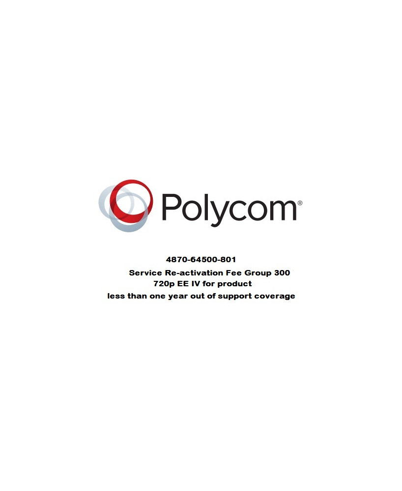 Polycom Service Reactivation Fee 4870-64500-801 for Group 300 720p EE IV