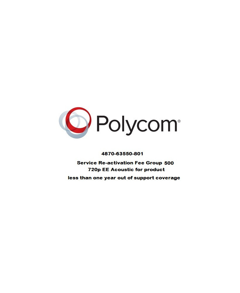 Polycom Service Reactivation Fee 4870-63550-801 for Group 500 720p EE Acoustic