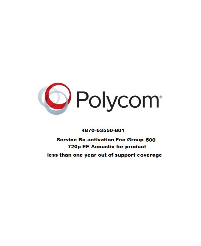 Polycom Service Reactivation Fee 4870-63550-801 for Group 500 720p EE Acoustic