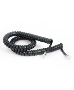 Yealink Curly Telephone Cord Extended Life Short Tail 3M - Charcoal