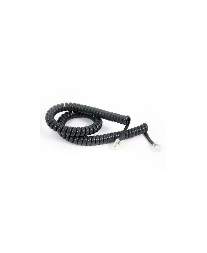 Yealink Curly Telephone Cord Extended Life Short Tail 3M - Charcoal