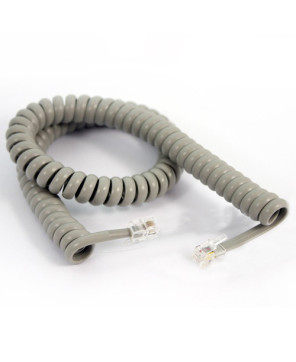 Yealink Curly Telephone Cord Extended Life Short Tail 3M - Grey