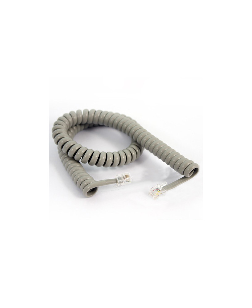 Yealink Curly Telephone Cord Extended Life Short Tail 3M - Grey