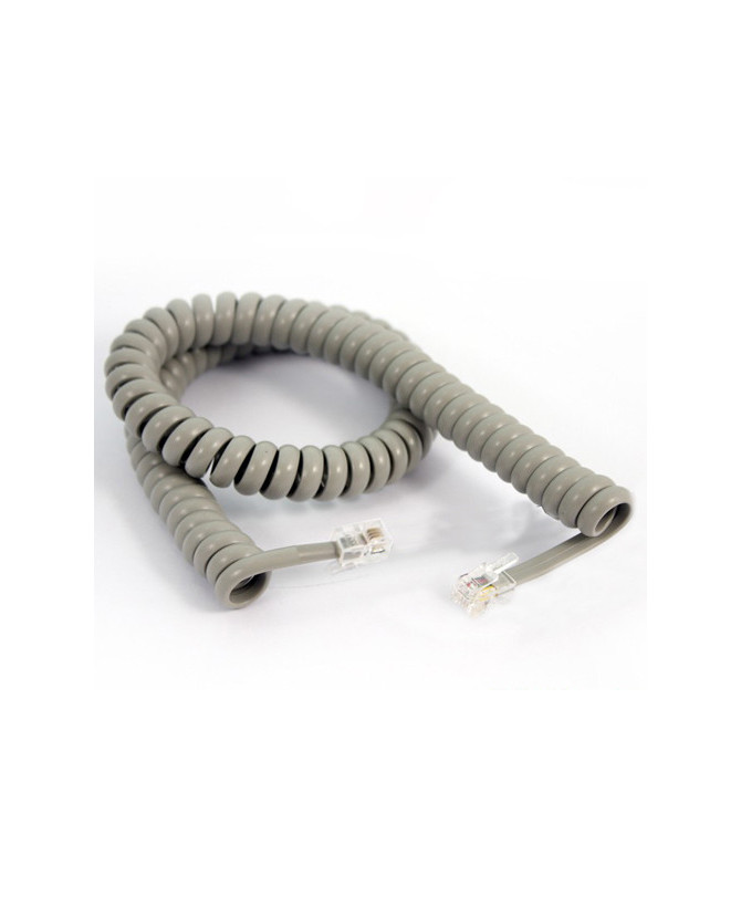 Yealink Curly Telephone Cord Extended Life Short Tail 3M - Grey