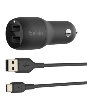 Buy Belkin 2-Port 12W/2.4A USB-A Car Charger USB-A to USB-C Cable CCE001BT1MBK