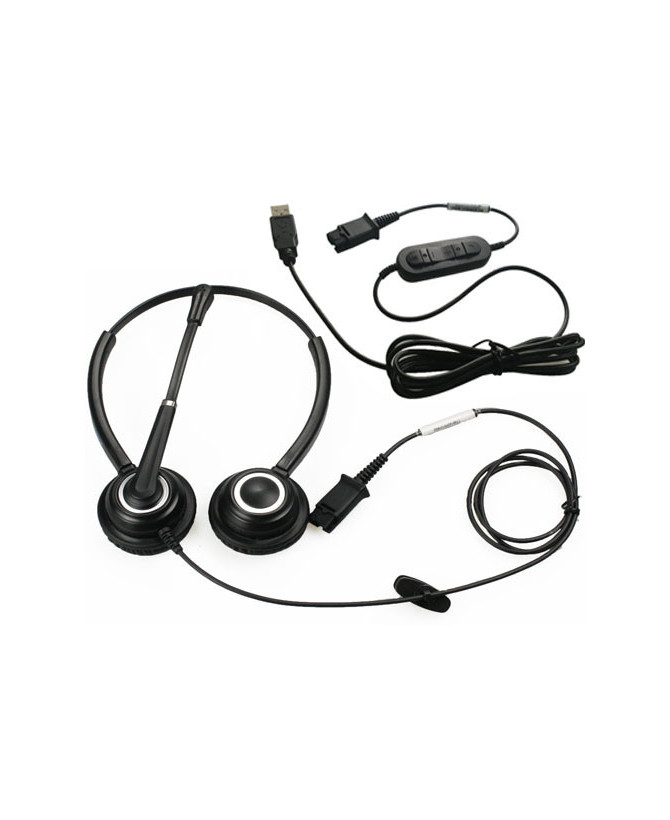 Bundle TTS 612D Stereo Noise-Cancelling QD Headset with TTS-USB002 P-QD to USB Bottom Lead