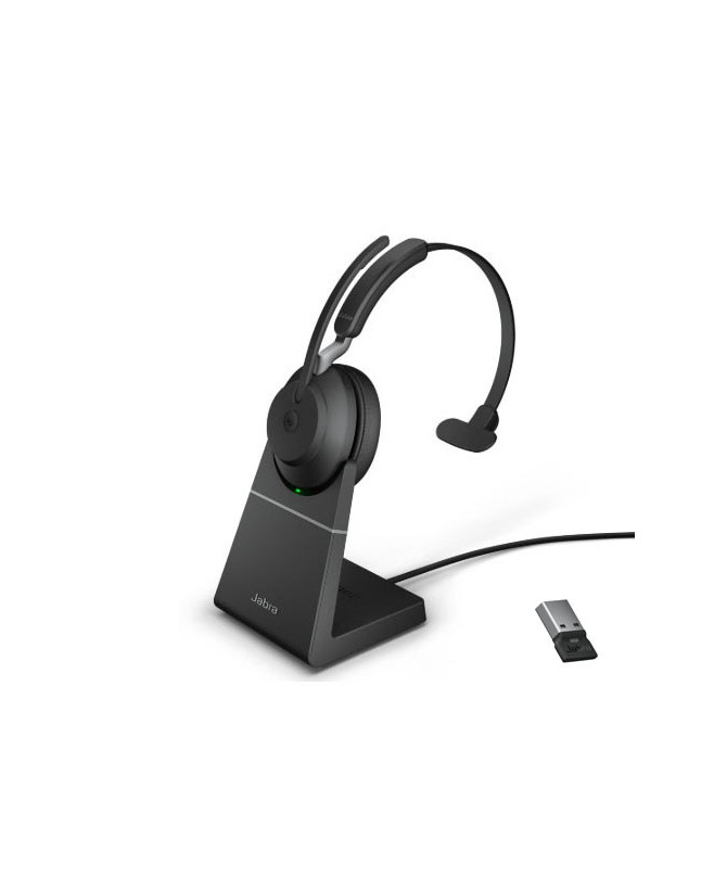 Buy the Jabra Evolve2 65 MS Mono Bluetooth Headset USB-A with Charging Stand certified for Microsoft Teams