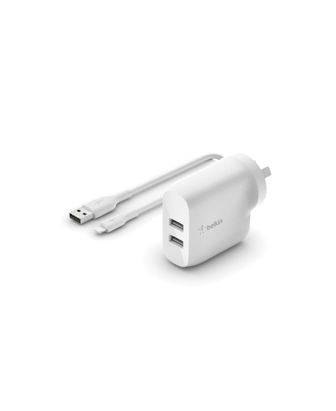 Buy Belkin Boost Charge 2-Port 12W Lightning to USB-A Cable Wall Charger in White WCD001AU1MWH