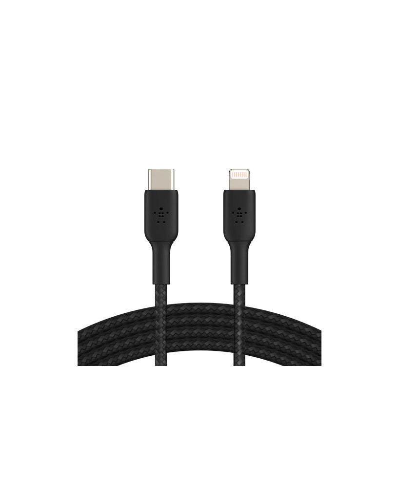 Buy Belkin 1M USB-C to Lightning Charge/Sync Braided Cable in Black CAA004BT1MBK for iPhone and iPad