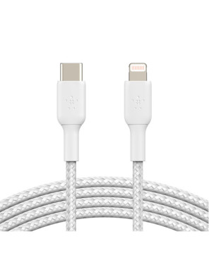 Buy Belkin 1m USB-C to Lightning Charge/Sync Braided Cable in White CAA004BT1MWH for iPhone and iPad