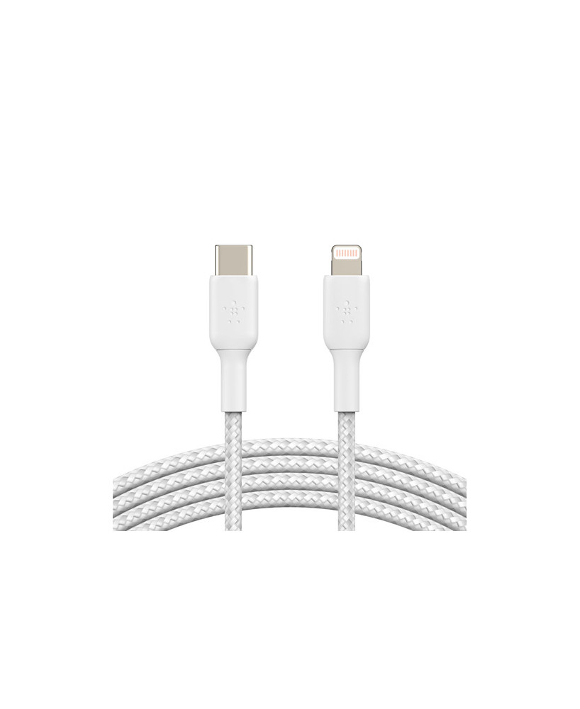 Buy Belkin 1m USB-C to Lightning Charge/Sync Braided Cable in White CAA004BT1MWH for iPhone and iPad