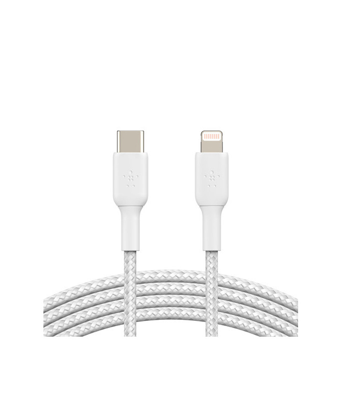 Buy Belkin 1m USB-C to Lightning Charge/Sync Braided Cable in White CAA004BT1MWH for iPhone and iPad