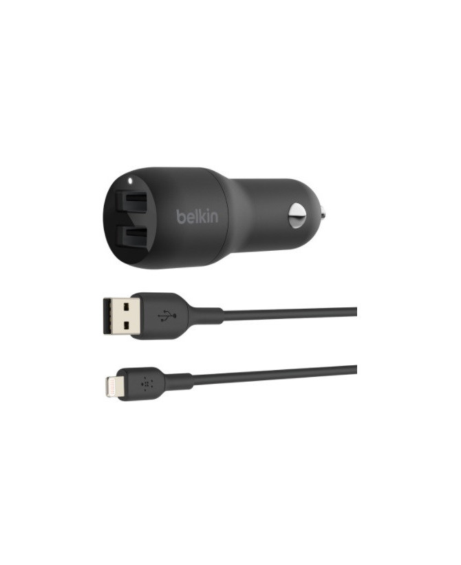 Buy Belkin Boost Charge Dual USB-A Car Charger 24W with Lightning to USB-A Cable CCD001BT1MBK for iPhone, iPad and AirPods