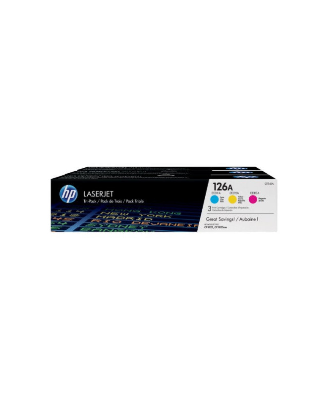 Buy HP 126A Tri-pack Yellow, Cyan, Magenta LaserJet Toner Cartridge CF341A for Color LaserJet Pro CP1025, CP1025nw