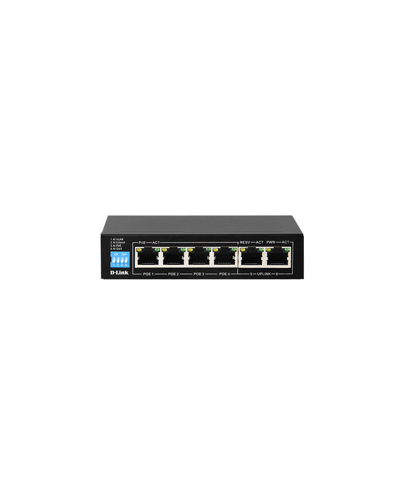 Buy D-Link 6-Port PoE Switch DES-F1006P-E with 4 Long Reach 250m PoE Ports and 2 Uplink Ports