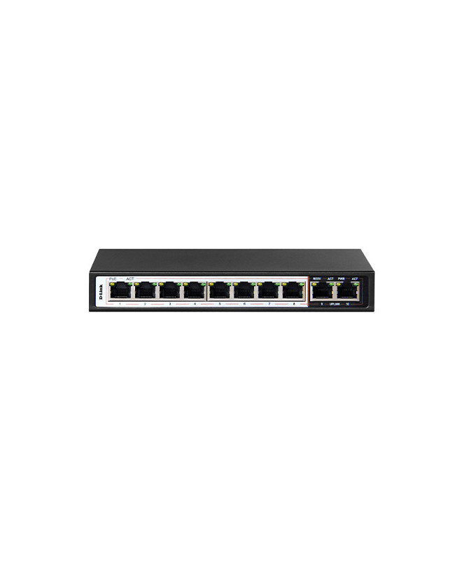 D-Link 250M 10-Port 10/100 Switch with 8 PoE Ports and 2 Uplink Ports DES-F1010P-E