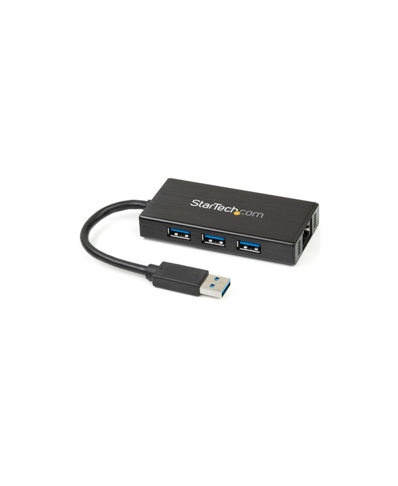 Buy StarTech 3-Port Portable USB 3.0 Hub plus Gigabit Ethernet ST3300GU3B for Laptop