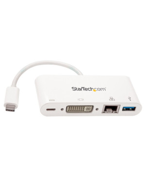 Buy StarTech USB-C Multiport Adapter with 60W Power Delivery DVI GbE DKT30CDVPD for Laptops 