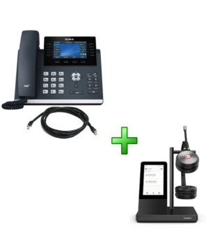 Bundle Yealink SIP-T46U 16-Line SIP Phone with WH66-D-UC DECT Stereo Wireless Headset