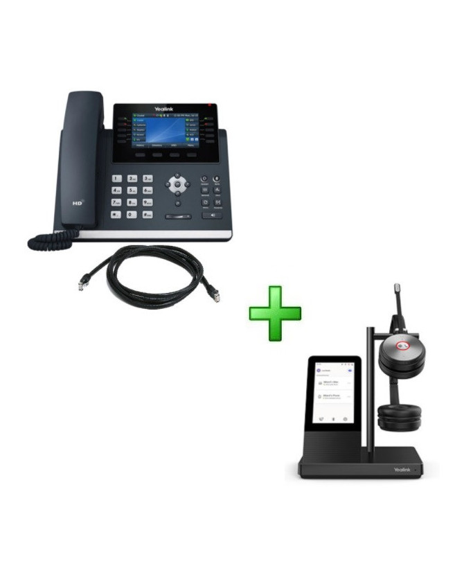 Bundle Yealink SIP-T46U 16-Line SIP Phone with WH66-D-UC DECT Stereo Wireless Headset