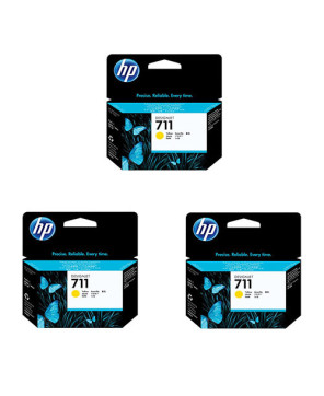 Bundle HP 711 3-pack 29-ml Yellow DesignJet Ink Cartridges CZ136A