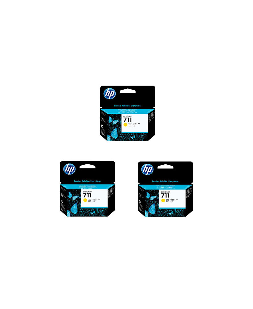 Bundle HP 711 3-pack 29-ml Yellow DesignJet Ink Cartridges CZ136A