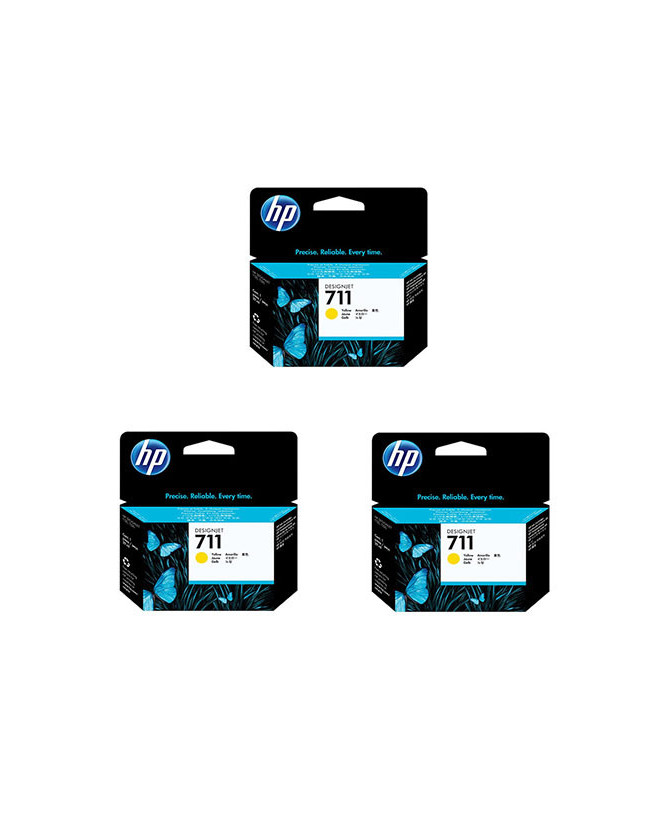 Bundle HP 711 3-pack 29-ml Yellow DesignJet Ink Cartridges CZ136A