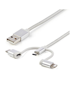 Buy StarTech 1m USB Multi Charging Cable LTCUB1MGR - USB to Micro-USB or USB-C or Lightning for iPhone, iPad, iPod, Android