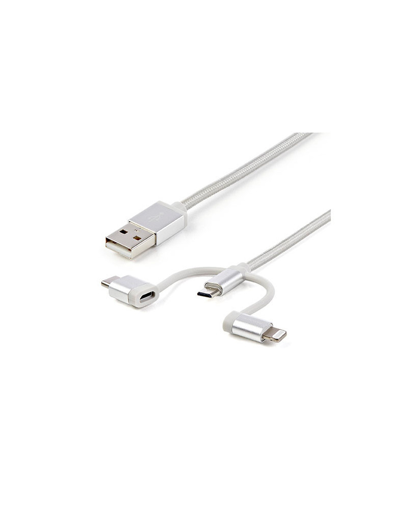 Buy StarTech 1m USB Multi Charging Cable LTCUB1MGR - USB to Micro-USB or USB-C or Lightning for iPhone, iPad, iPod, Android