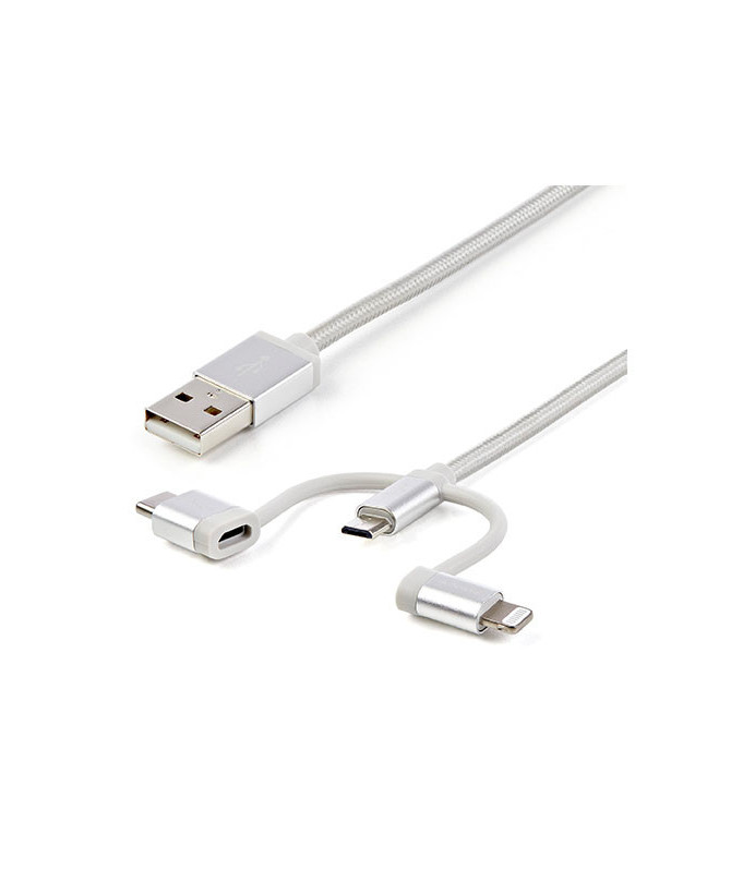 Buy StarTech 1m USB Multi Charging Cable LTCUB1MGR - USB to Micro-USB or USB-C or Lightning for iPhone, iPad, iPod, Android