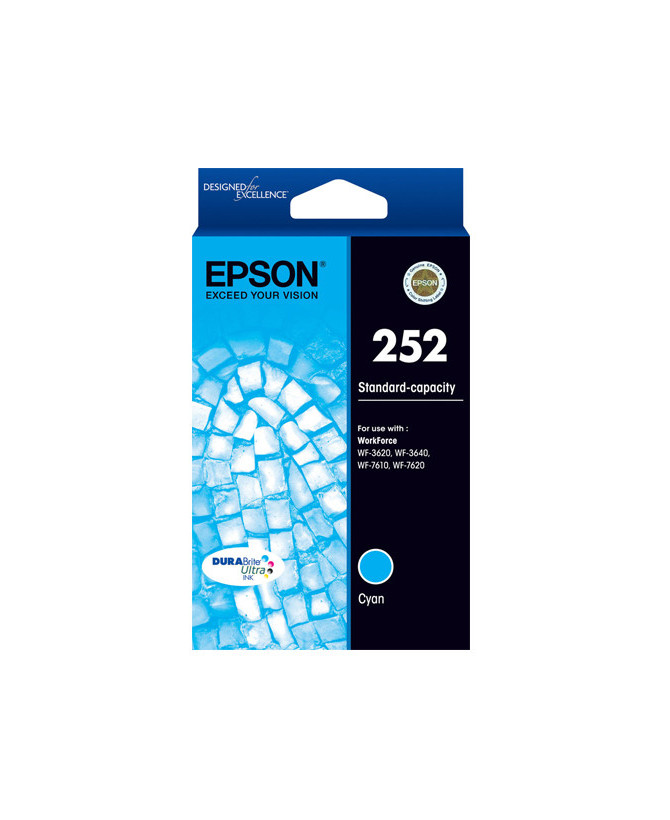 Epson 252 STD Capacity DURABrite Ultra Cyan Ink Cartridge C13T252292 for Workforce WF-3640 Printer