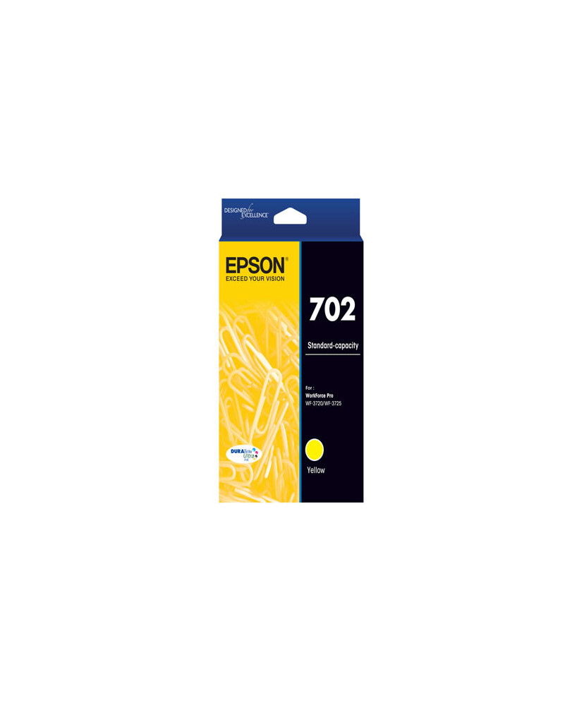 Buy Epson 702 DURABrite Ultra Standard Capacity Yellow Ink Cartridge C13T344492 for Epson WF-3720 and WF-3725 Printers 