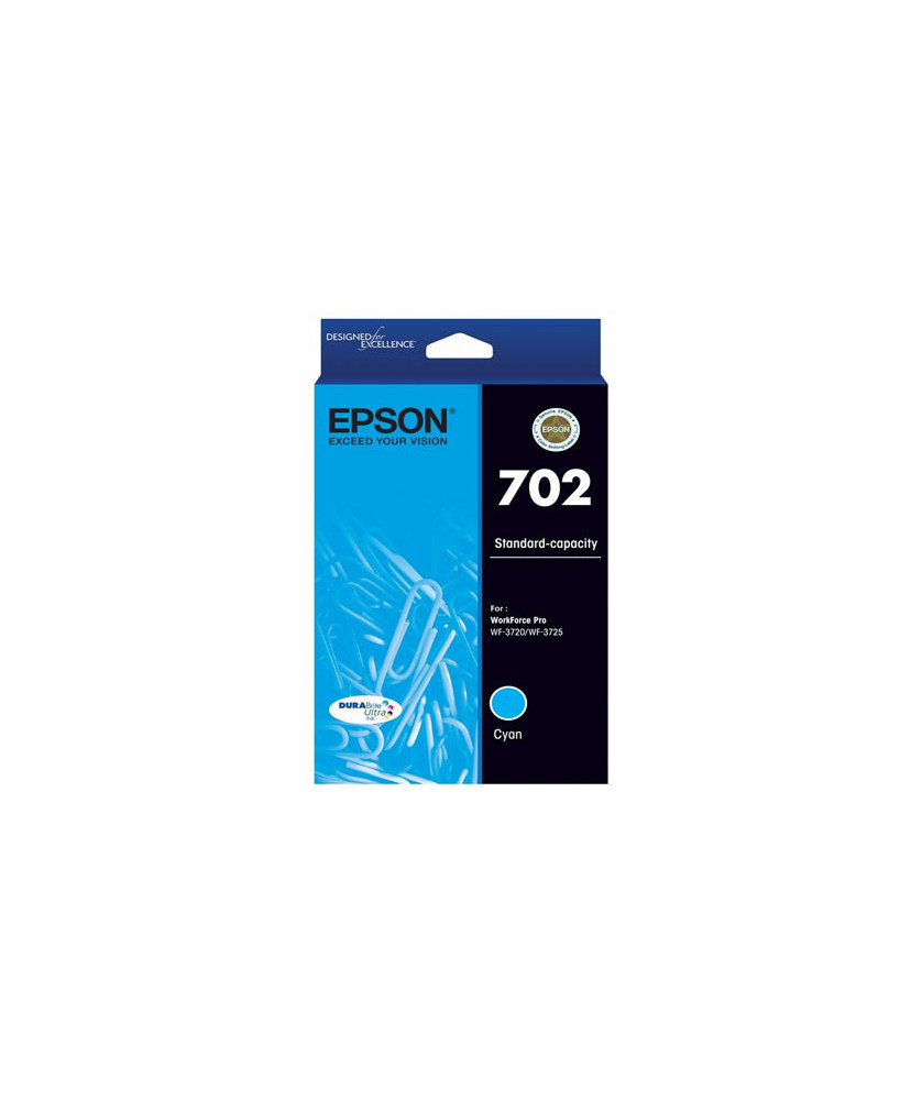 Buy Epson 702 Standard Capacity DURABrite Ultra Cyan Ink Cartridge C13T344292 for Epson WF-3720 and WF-3725 Printers