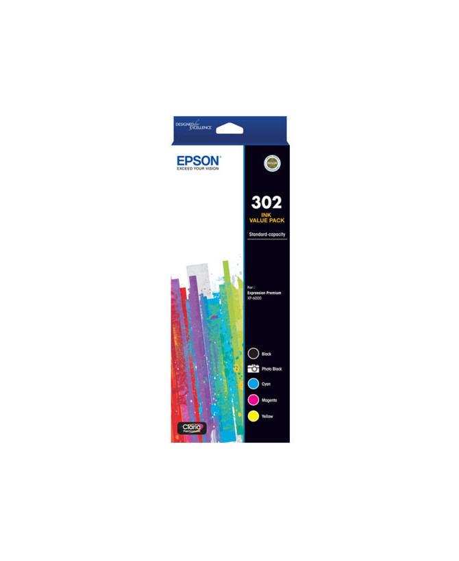 Buy Epson 302 Std Capacity Claria Premium Five Colour Value Pack C13T01W792 for Expression Premium XP-6000 Printer