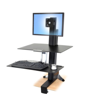 Ergotron WorkFit-S Single LD Display Stand with Worksurface in Black 33-350-200 for Flat Panel