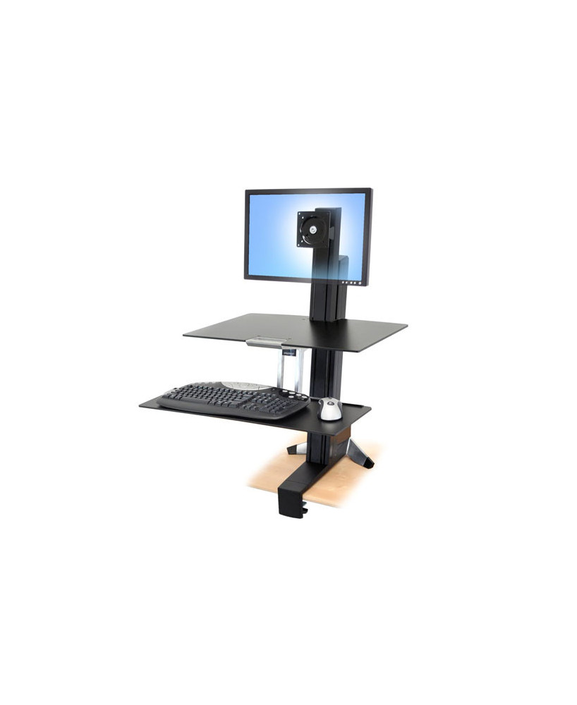 Ergotron WorkFit-S Single LD Display Stand with Worksurface in Black 33-350-200 for Flat Panel