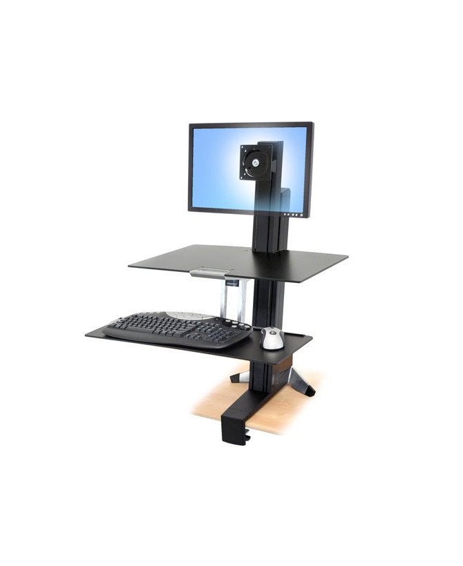 Ergotron WorkFit-S Single LD Display Stand with Worksurface in Black 33-350-200 for Flat Panel