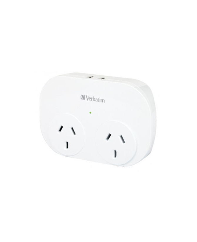 Buy Verbatim Dual USB Surge Protected with Double Adaptor 66595 - White