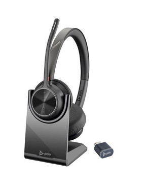 HP Poly/Plantronics Voyager 4320 UC V4320 USB-C Stereo Wireless Headset with Charging Stand 218479-01 / 77Z31AA