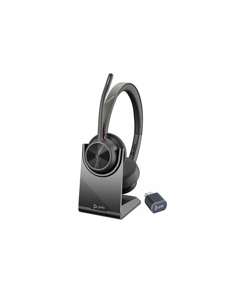 HP Poly/Plantronics Voyager 4320 UC MS USB-C Stereo Wireless Headset with Charging Stand 218479-02 / 77Z32AA