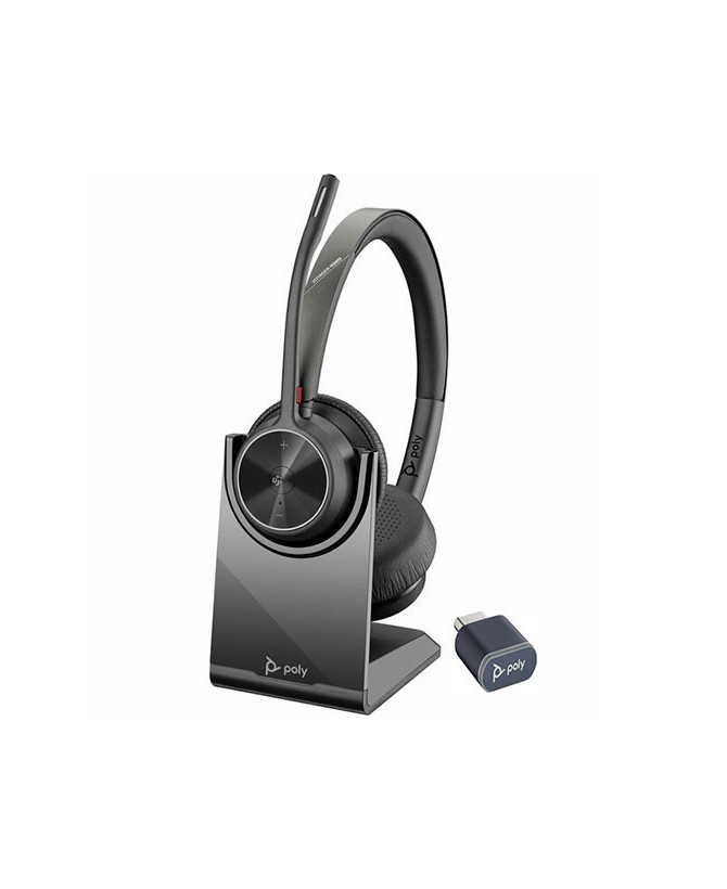 HP Poly/Plantronics Voyager 4320 UC MS USB-C Stereo Wireless Headset with Charging Stand 218479-02 / 77Z32AA