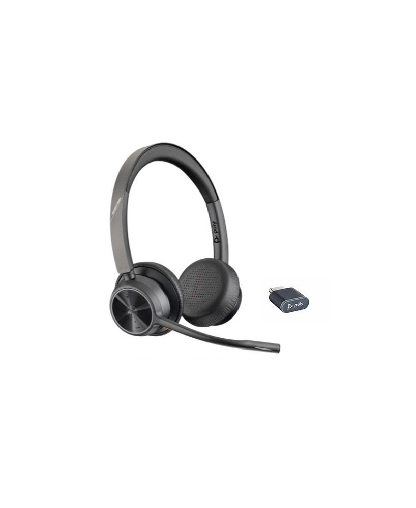 HP Poly/Plantronics Voyager 4320 UC V4320 MS Binaural Bluetooth Wireless Headset with BT700 USB-C Adapter 218478-02 / 77Z30AA