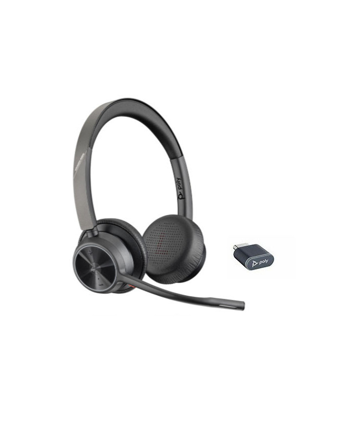 HP Poly/Plantronics Voyager 4320 UC V4320 MS Binaural Bluetooth Wireless Headset with BT700 USB-C Adapter 218478-02 / 77Z30AA