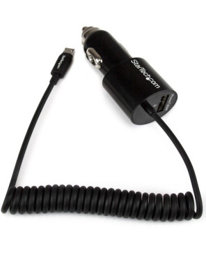 Buy StarTech Dual-Port Car Charger with Micro-USB Cable and USB Port USBUB2PCARB in Black