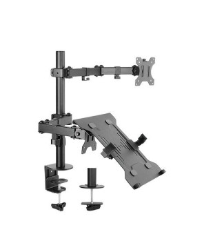 Buy Brateck Economical Double Joint Articulating Steel Monitor Arm with Laptop Holder LDT12-C1M2KN